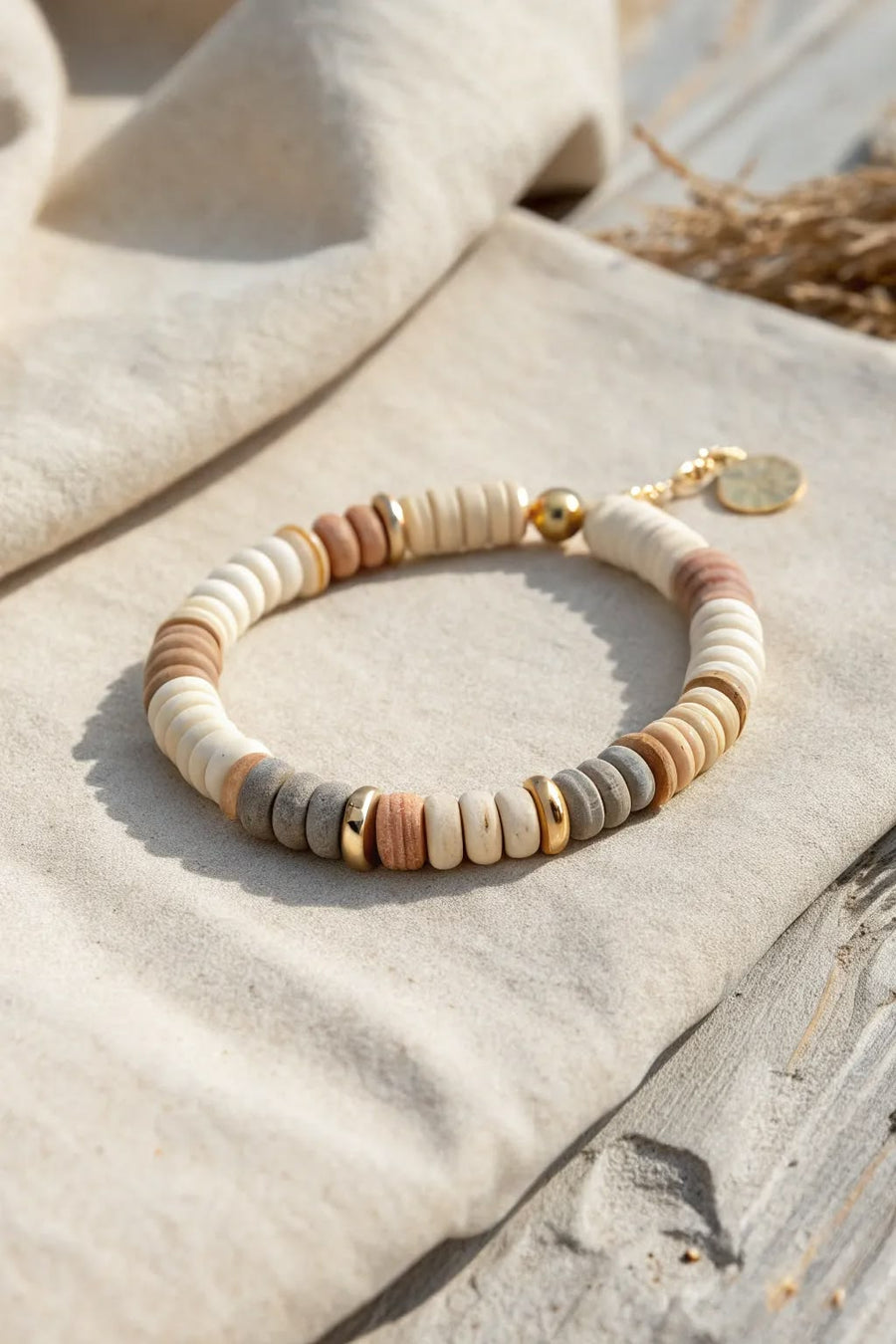 Rolled Clay Bead Bracelet